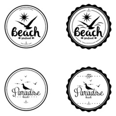 Simple Stylish Black And White Beach Related Label