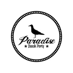 Simple Stylish Black And White Beach Related Label