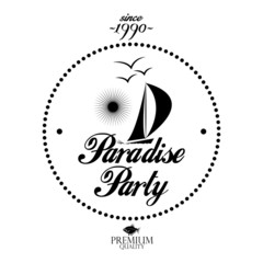 Simple Stylish Black And White Beach Related Label