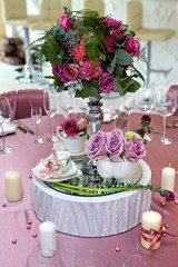 Still life wedding. Table setting at a wedding reception. Decor