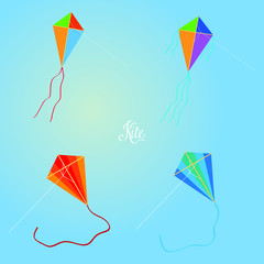 Fototapeta na wymiar Set Of Different Kites Isolated On Background