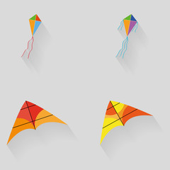 Set Of Different Kites Isolated On Background