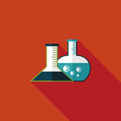 test tube flat icon with long shadow