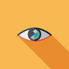 Eye flat icon with long shadow