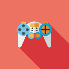 Game controller flat icon with long shadow