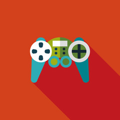 Game controller flat icon with long shadow