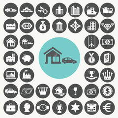Asset and property icons set. Illustration eps10