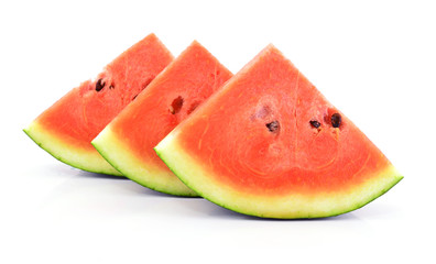 Slices of watermelon on white background