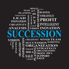 SUCCESSION WORD ON THE BLACK BACKGROUND