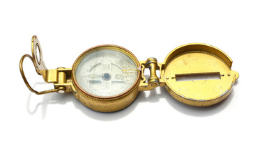 old compass isolated on white background