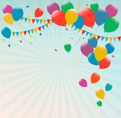 Retro holiday background with colorful balloons. Vector.