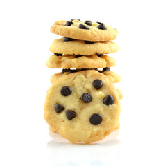 Stack of Chocolate Chip Cookies Isolated on a White Background