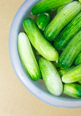 The green cucumbers in water