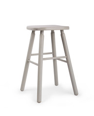 Old wooden grey stool isolated