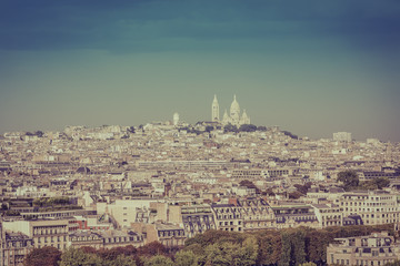 Sacre Coeur Basilica on the hill in Paris