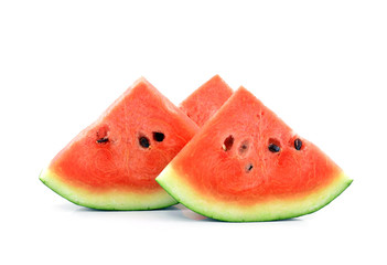 Slices of watermelon on white background