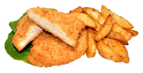 Breaded Chicken Breast Fillets And Potato Wedges