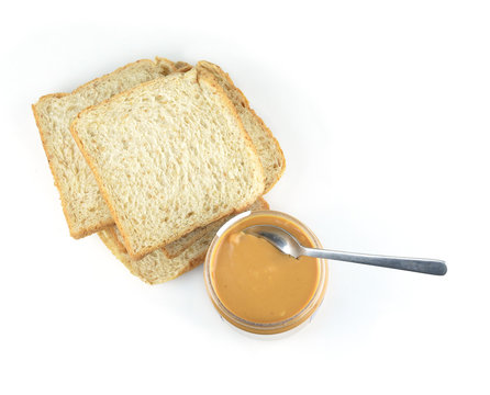 Peanut Butter Sandwich On White Background