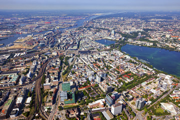 Fototapeta na wymiar Hamburg von oben, Luftaufnahme