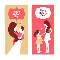 Happy Mother's Day. Banners of beautiful silhouette of mother