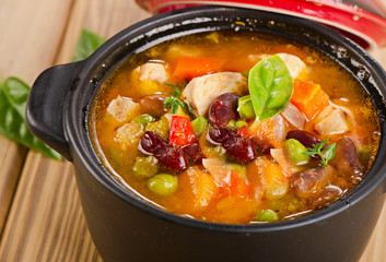 Minestrone soup  with beans and vegetables.