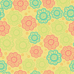 Fototapeta premium Floral seamless pattern. Vector illustration. Beautiful