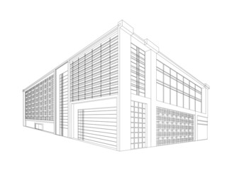 Wireframe modern building,Architecture background