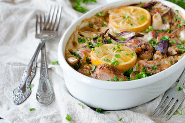 Rabbit baked with cream