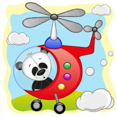 Fototapeta na wymiar Panda in helicopter