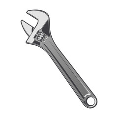 Wrench isolated on a white background. Color line art