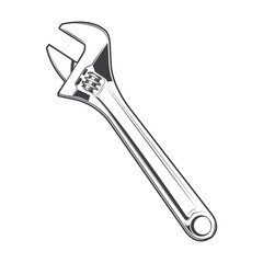 Wrench isolated on a white background. Line art