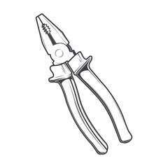 Pliers isolated on a white background. Line art