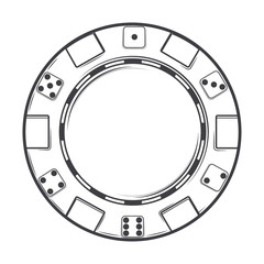 Naklejka premium Single casino chip isolated on a white background. Line art