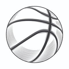 Basketball ball isolated on a white background. Line art