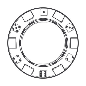 recommend clip art: Single casino chip isolated on a white background. Line art