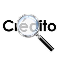 Icono 3D lupa con texto CREDITO