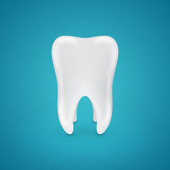 Clean healthy teeth on blue background