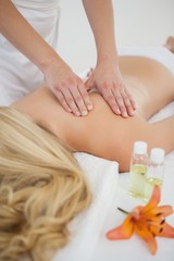 Obraz na płótnie Canvas Blonde enjoying a back massage