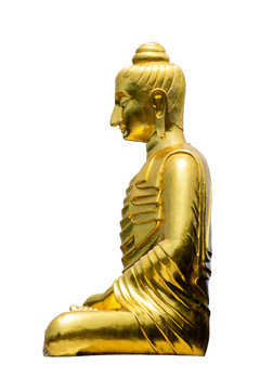 Golden Buddha image isolate on white background