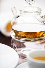Glass Teapot with tea
