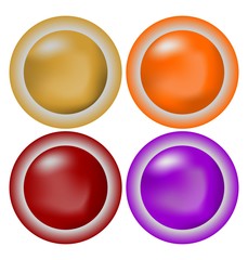 A set of blanc metallic buttons in warm colors