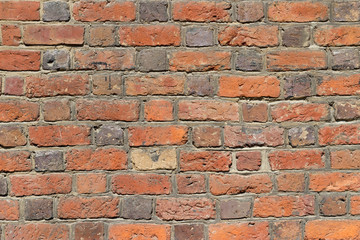 Background of red brick wall pattern texture.