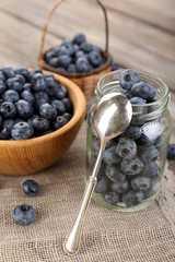 Fresh blueberries on wooden table