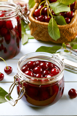 Homemade cherry compote
