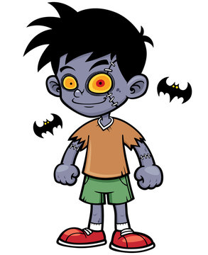 Vector illustration of Cartoon zombie boy