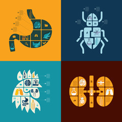 Set of veterinary flat icons