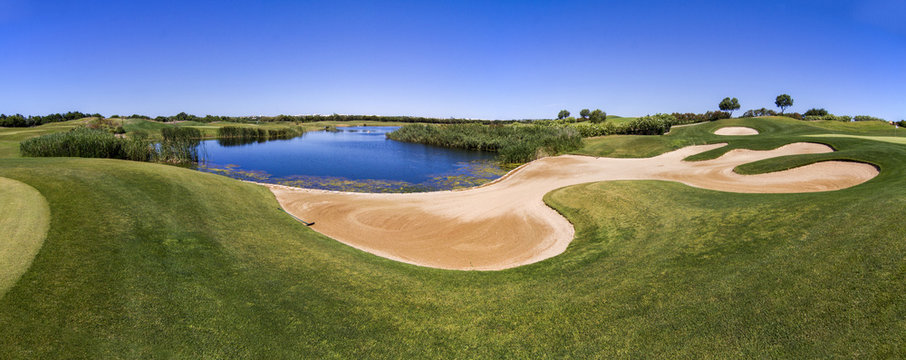 Landscape View Of A Golf Course In The Algarve.