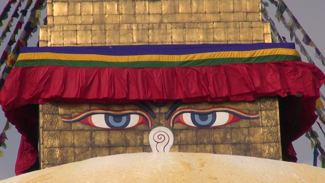 Buddha wisdom eyes of bodhnath stupa in Kathmandu, Nepal