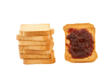 golden rusk and raspberry jam