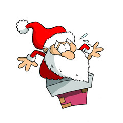 Santa Claus stuck in chimney